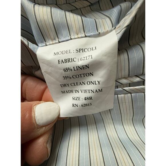 Flynt Spicoli Linen Blend Blazer Mens 48 R Navy - Picture 6 of 6